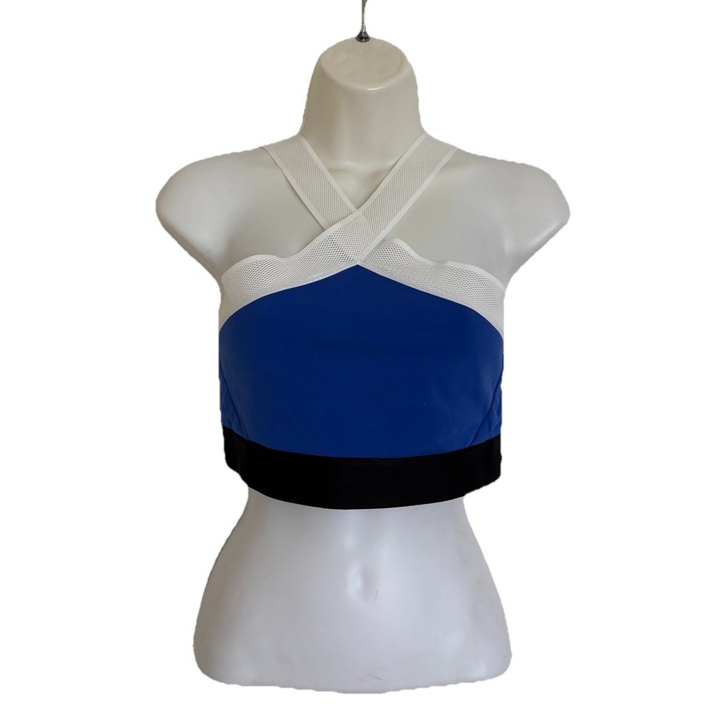 NEW Heroine Sport X Bra Women's L Athletic Sports Blue White Black Colorblock